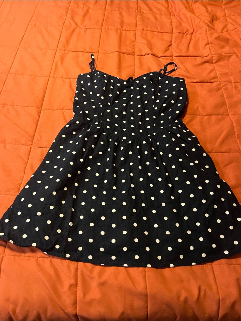 Hollister Navy Dress with White Polka Dots